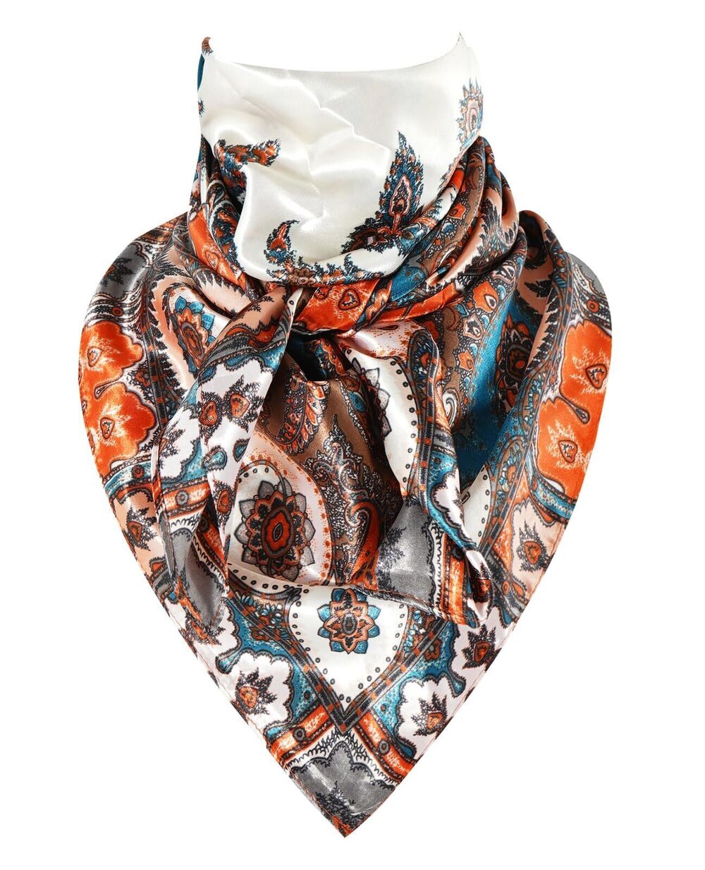 7862 Colorful Ethnic Wild Rag Silk Like Neckerchief for Equestrian